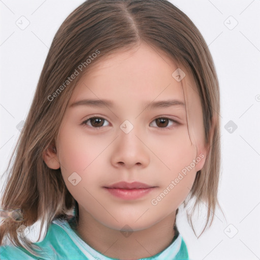 Neutral white child female with medium  brown hair and brown eyes