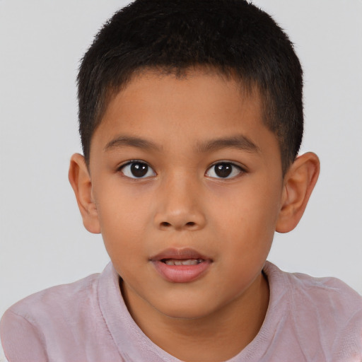 Neutral latino child male with short  brown hair and brown eyes
