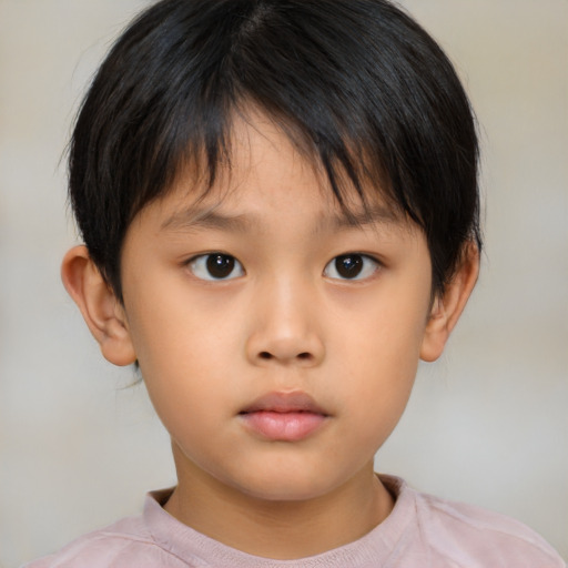 Neutral asian child male with short  brown hair and brown eyes