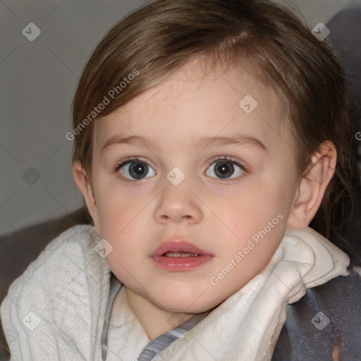 Neutral white child female with medium  brown hair and brown eyes