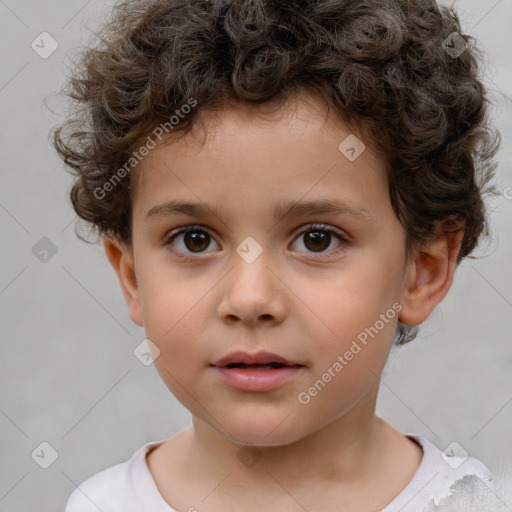 Neutral white child male with short  brown hair and brown eyes