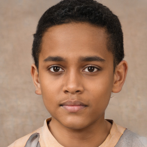 Neutral black child male with short  brown hair and brown eyes