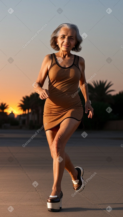 Moroccan elderly female with  brown hair