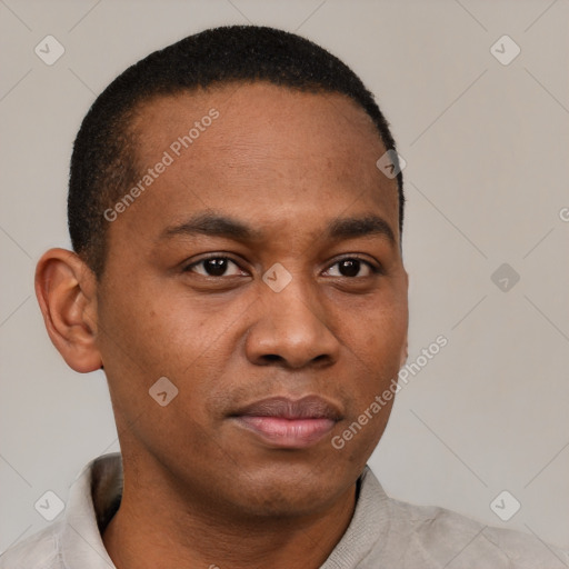Neutral latino young-adult male with short  brown hair and brown eyes