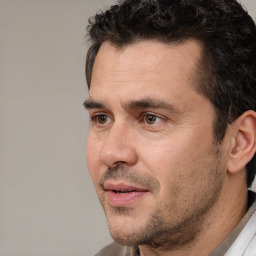 Neutral white adult male with short  brown hair and brown eyes