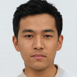 Neutral asian young-adult male with short  brown hair and brown eyes