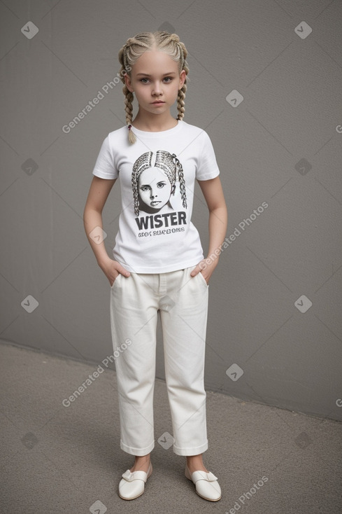 Caucasian child female with  white hair