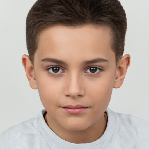 Neutral white child male with short  brown hair and brown eyes