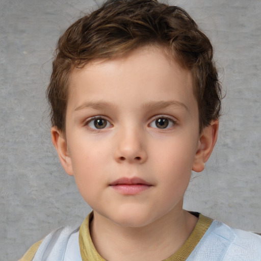 Neutral white child male with short  brown hair and brown eyes