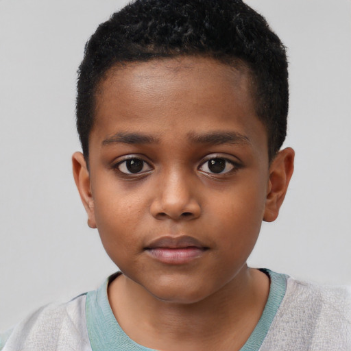 Neutral black child male with short  brown hair and brown eyes