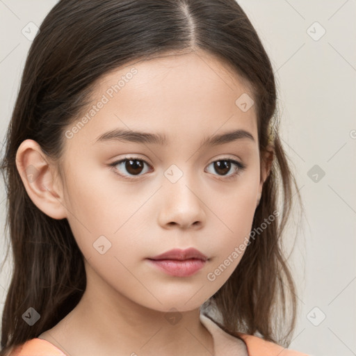 Neutral white child female with medium  brown hair and brown eyes