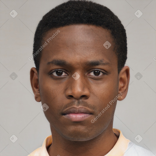 Neutral black young-adult male with short  brown hair and brown eyes