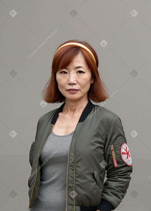 Japanese middle-aged female with  ginger hair