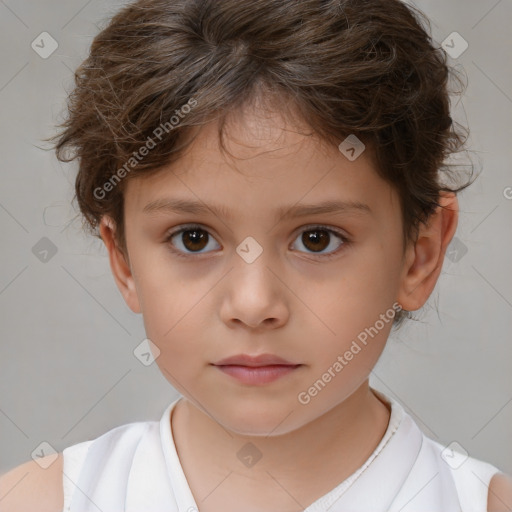 Neutral white child female with medium  brown hair and brown eyes