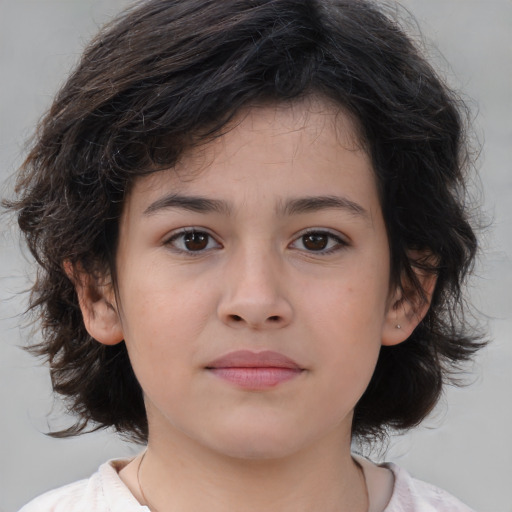 Neutral white child female with medium  brown hair and brown eyes