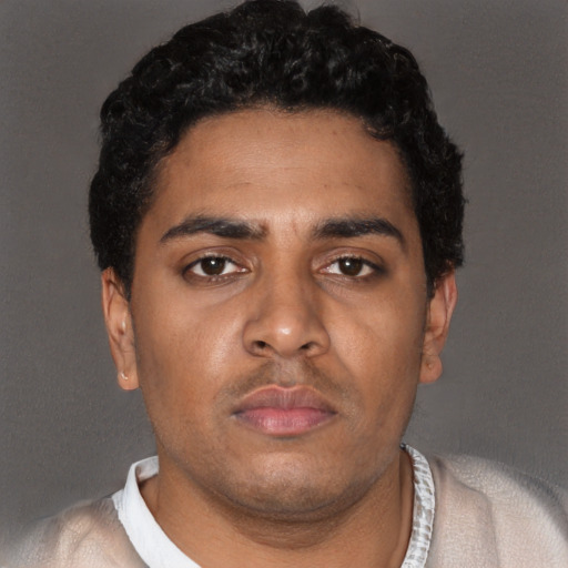 Neutral black young-adult male with short  brown hair and brown eyes