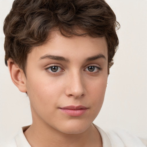 Neutral white child male with short  brown hair and brown eyes