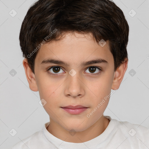 Neutral white child male with short  brown hair and brown eyes