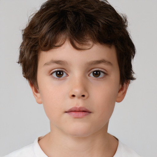 Neutral white child male with short  brown hair and brown eyes