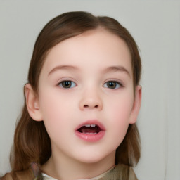 Neutral white child female with medium  brown hair and brown eyes