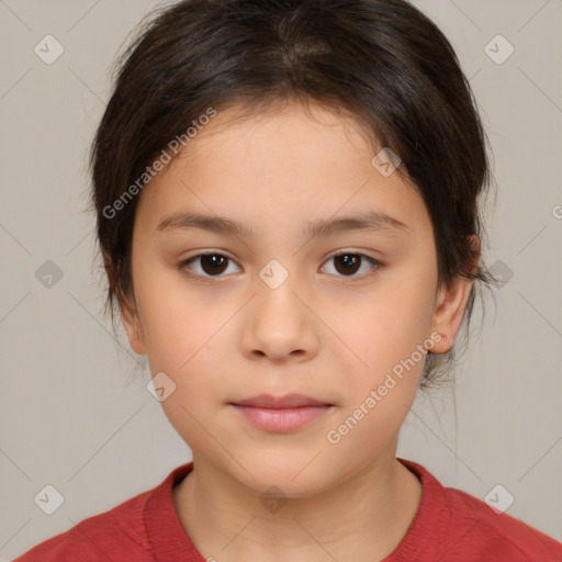 Neutral white child female with medium  brown hair and brown eyes