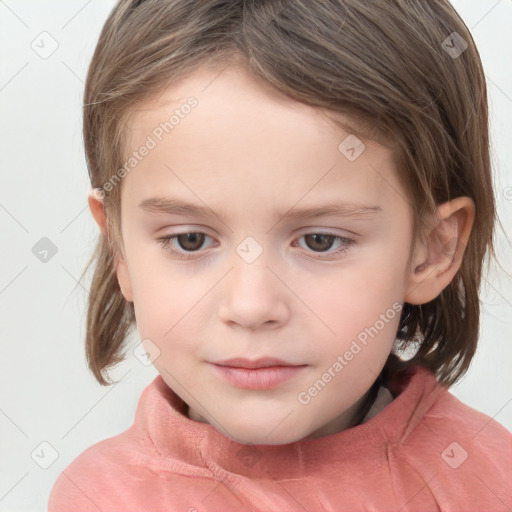 Neutral white child female with medium  brown hair and brown eyes