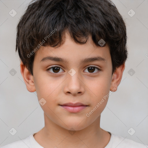 Neutral white child male with short  brown hair and brown eyes