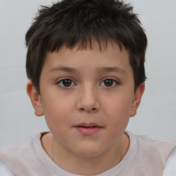 Neutral white child male with short  brown hair and brown eyes