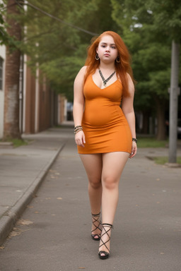 Hispanic teenager girl with  ginger hair