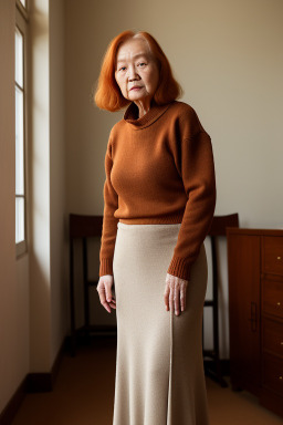 Korean elderly female with  ginger hair