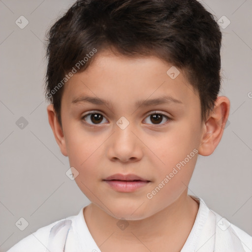 Neutral white child male with short  brown hair and brown eyes