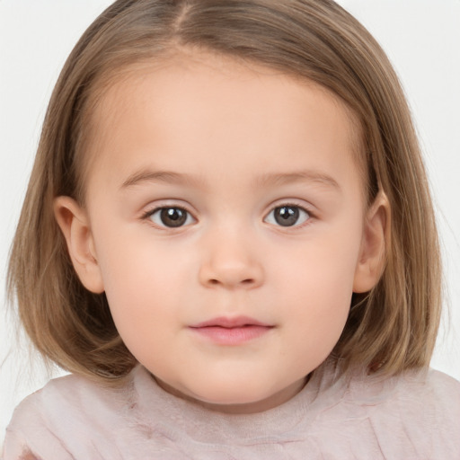 Neutral white child female with medium  brown hair and brown eyes