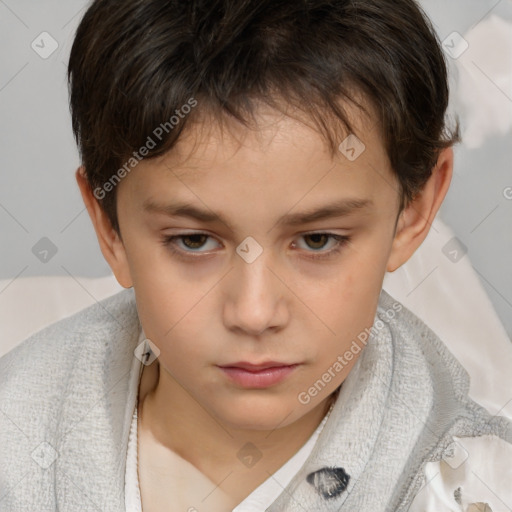 Neutral white child female with short  brown hair and brown eyes