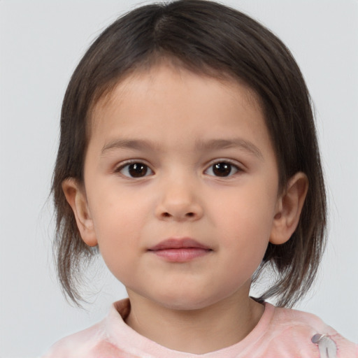 Neutral white child female with medium  brown hair and brown eyes