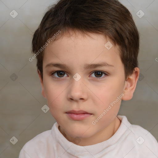 Neutral white child male with short  brown hair and brown eyes