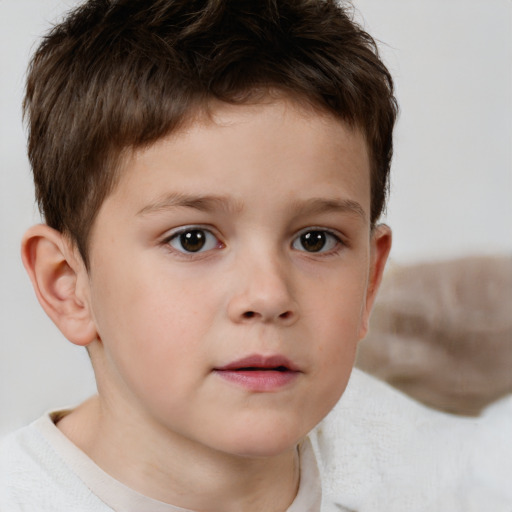 Neutral white child male with short  brown hair and brown eyes