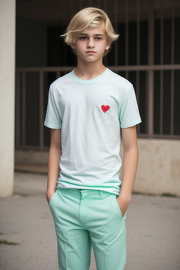 Romanian teenager boy with  blonde hair