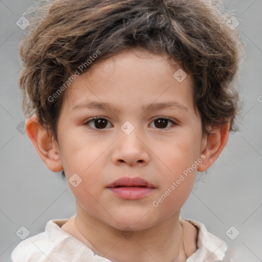 Neutral white child male with short  brown hair and brown eyes