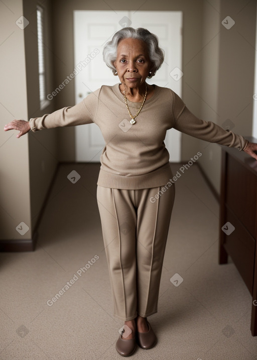 African american elderly female with  brown hair