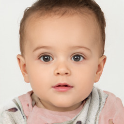 Neutral white child female with short  brown hair and brown eyes