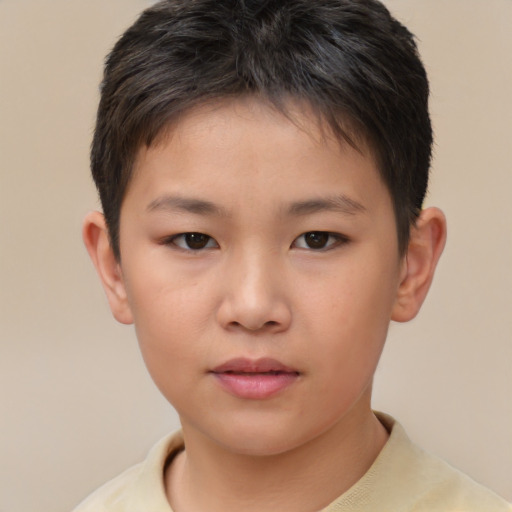 Neutral asian child female with short  brown hair and brown eyes