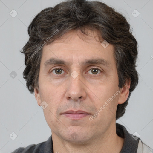 Neutral white adult male with short  brown hair and brown eyes