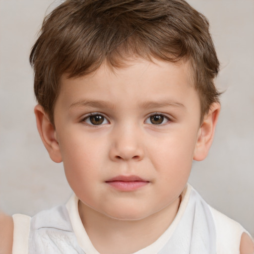 Neutral white child male with short  brown hair and brown eyes