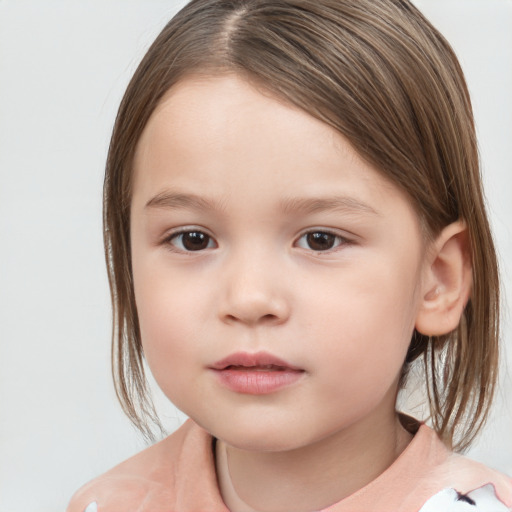 Neutral white child female with medium  brown hair and brown eyes