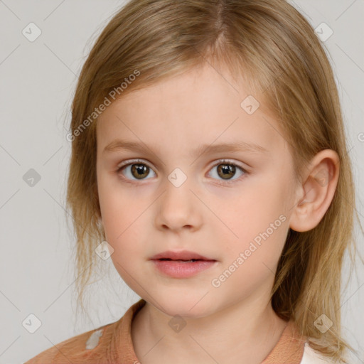 Neutral white child female with medium  brown hair and brown eyes