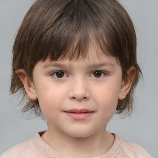 Neutral white child female with medium  brown hair and brown eyes