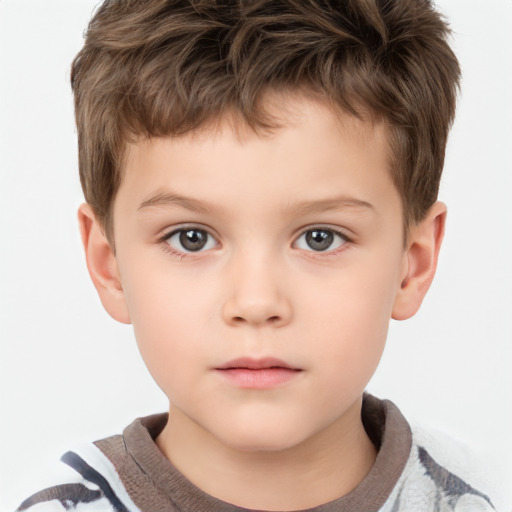 Neutral white child male with short  brown hair and brown eyes