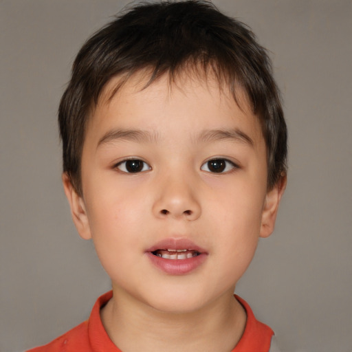 Neutral white child male with short  brown hair and brown eyes