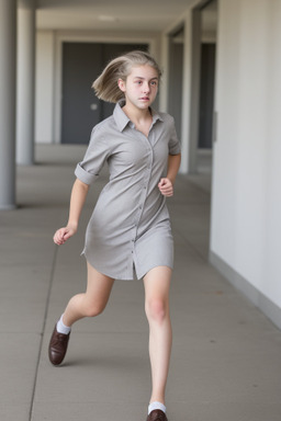 Caucasian teenager girl with  gray hair