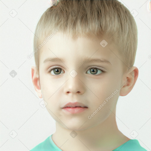 Neutral white child male with short  brown hair and grey eyes
